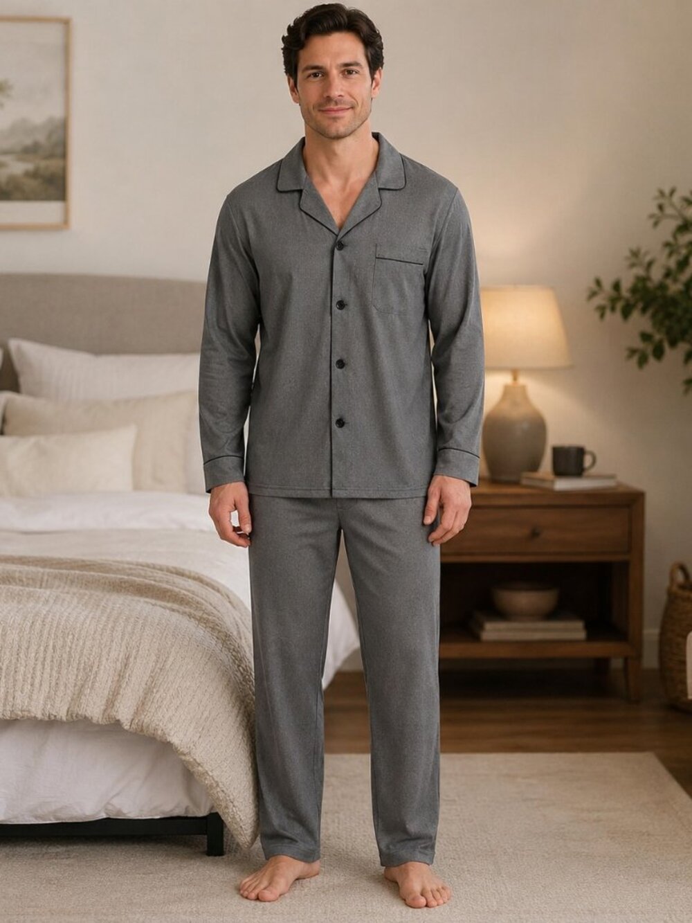 Hanes Men's Stretch Woven Pajama Set 2-Piece